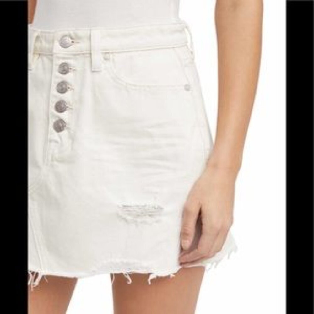 NWT - Free People Destroyed Denim Mini Skirt Size - 28